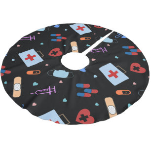 RN Nurse Nursing Student   Doctor Medical Pattern Brushed Polyester Tree Skirt