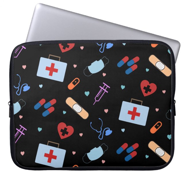RN Nurse Nursing Student | Doctor Medical Pattern Laptop Sleeve (Front)