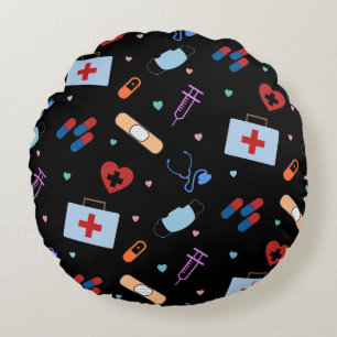 RN Nurse Nursing Student Doctor Medical Pattern Round Cushion