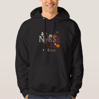 Rn Nurse Stethoscope Pumpkin Halloween Registered  Hoodie