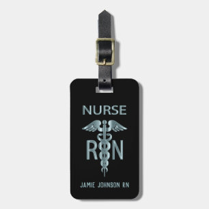 RN Nurse - Teal and Black Luggage Tag