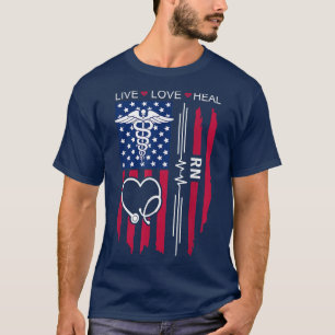 RN Nurse US Flag, Nurse Week, RN Graduation for He T-Shirt