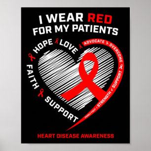 Rn Nurses I Wear Red Heart Disease Awareness  Poster