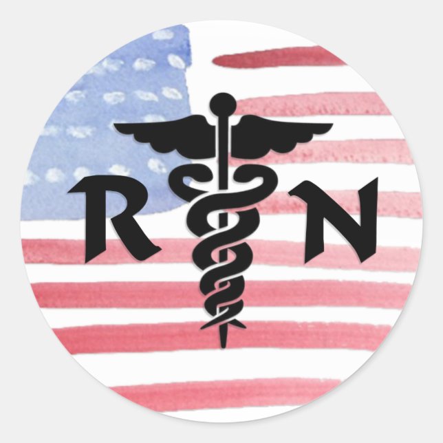 RN Nurses Medical Symbol Classic Round Sticker (Front)