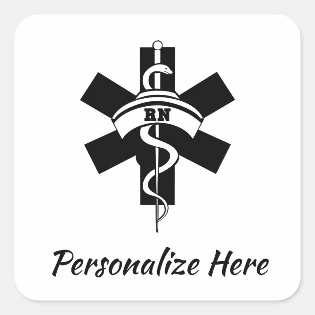RN Nurses Medical Symbol    Square Sticker (Front)