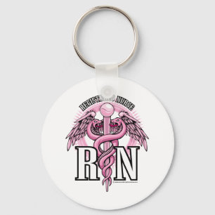 RN Pink Caduceus Key Ring