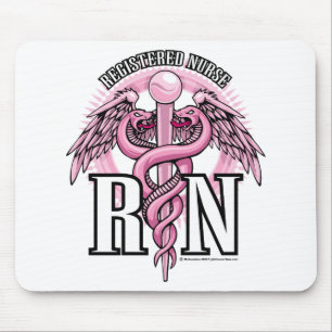 RN Pink Caduceus Mouse Mat
