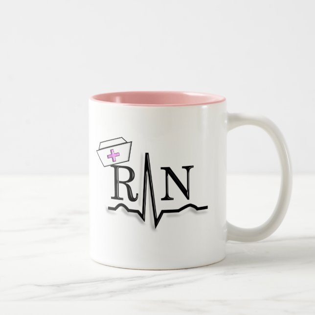 RN QRS Nurse Cap Design Two-Tone Coffee Mug (Right)