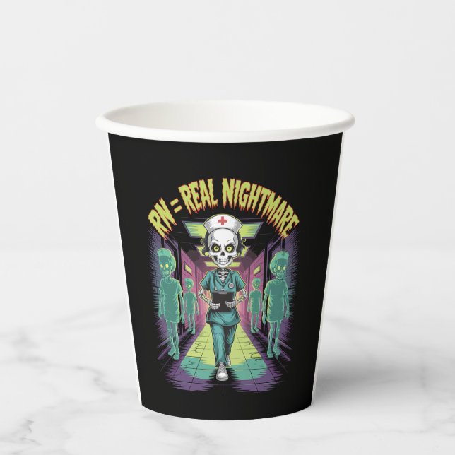RN = Real Nightmare Halloween Nurse  Paper Cups (Front)