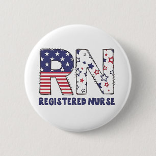 RN Registered Nurse 4th of July Subtle American 6 Cm Round Badge
