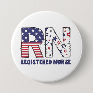 RN Registered Nurse 4th of July Subtle American 7.5 Cm Round Badge