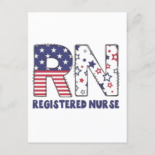 RN Registered Nurse 4th of July Subtle American Announcement Postcard