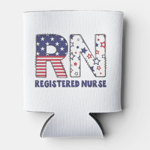 RN Registered Nurse 4th of July Subtle American Can Cooler