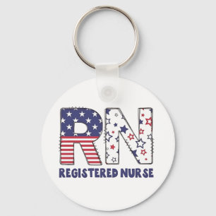 RN Registered Nurse 4th of July Subtle American Key Ring