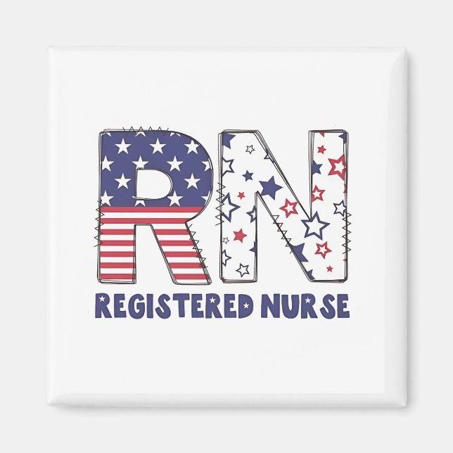 RN Registered Nurse 4th of July Subtle American Magnet (Front)