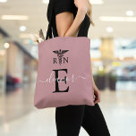 RN Registered Nurse Blush Pink Monogram Tote Bag<br><div class="desc">Personalise the monogram and name on this elegant RN registered nurse design. Designed by Thisisnotme©</div>