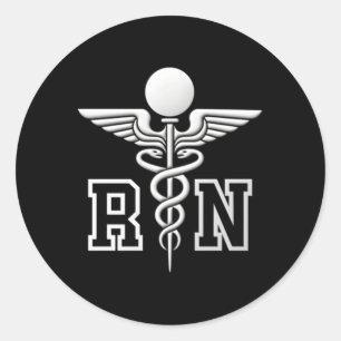 Rn Registered Nurse Caduceus Medical Symbol Classic Round Sticker