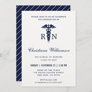 RN Registered Nurse Caduceus Minimalist Graduation Invitation
