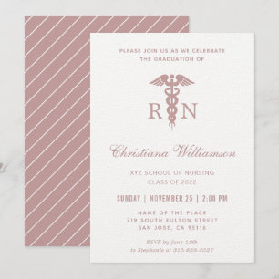 RN Registered Nurse Caduceus Minimalist Graduation Invitation
