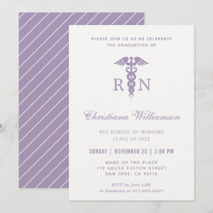 RN Registered Nurse Caduceus Minimalist Graduation Invitation