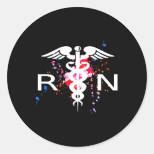 Rn Registered Nurse Caduceus Symbol  Classic Round Sticker