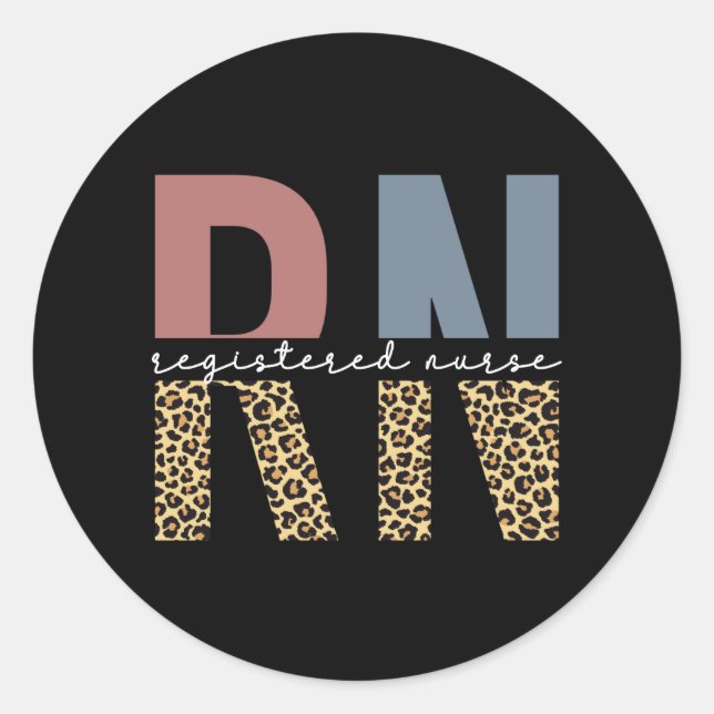 RN Registered Nurse Cheetah Print Graduation Classic Round Sticker (Front)
