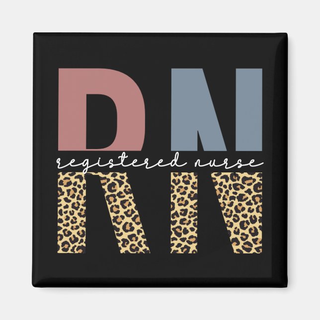 RN Registered Nurse Cheetah Print Graduation Magnet (Front)
