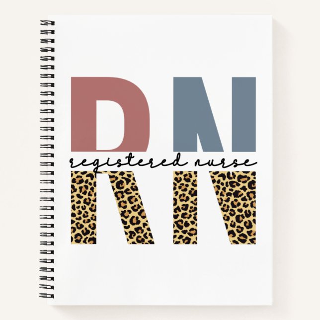 RN Registered Nurse Cheetah Print Nurse Graduation Notebook (Front)