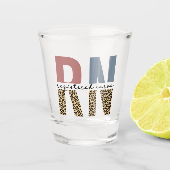 RN Registered Nurse Cheetah Print Nurse Graduation Shot Glass (Front)