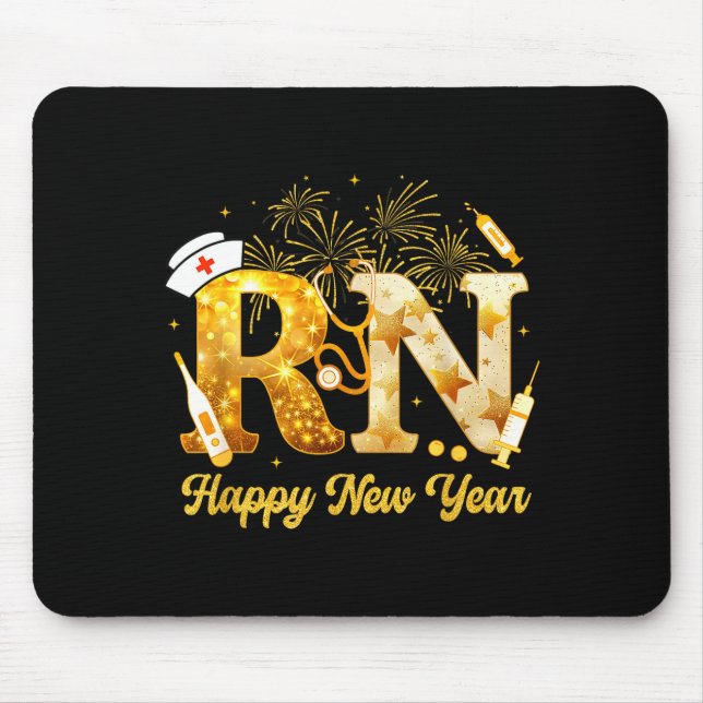 Rn Registered Nurse Happy New Year 2026 Fireworks  Mouse Mat (Front)