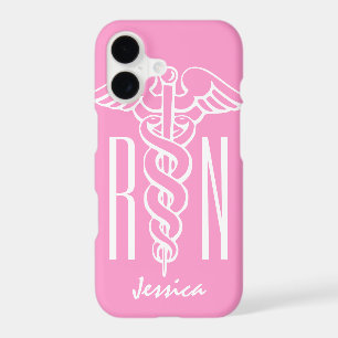 RN Registered Nurse iPhone 17 case   Pink caduceus