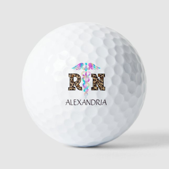 RN, Registered Nurse  Leopard Golf Balls (Front)