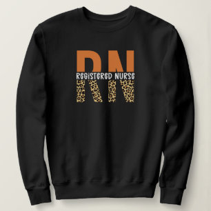 RN Registered Nurse Leopard Typography Sweatshirt
