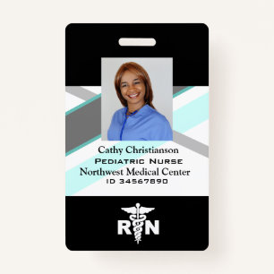 RN Registered Nurse Name Badge Scanner Code ID Badge