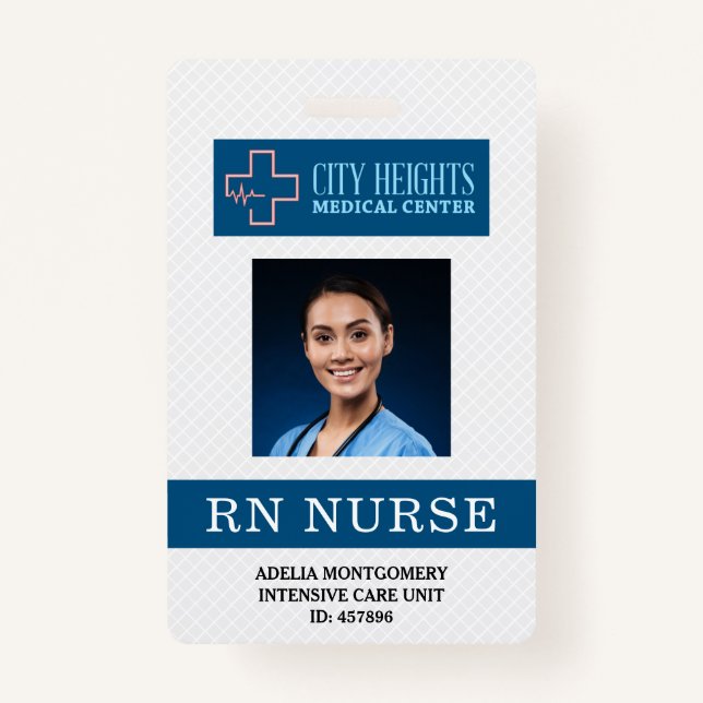 RN Registered Nurse Name Photo ID Hospital Logo ID Badge (Front)