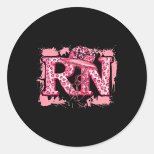 Rn Registered Nurse Pink Leopard Appreciation Stet Classic Round Sticker
