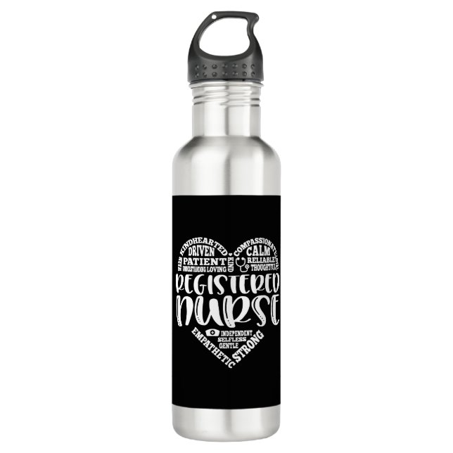 RN, Registered Nurse subway art heart 710 Ml Water Bottle (Front)