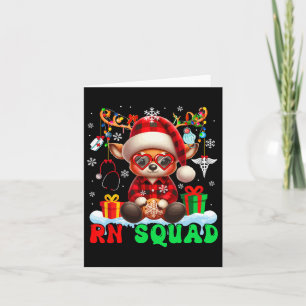 Rn Squad Christmas Santa Reindeer Sungles Nurse Te Card