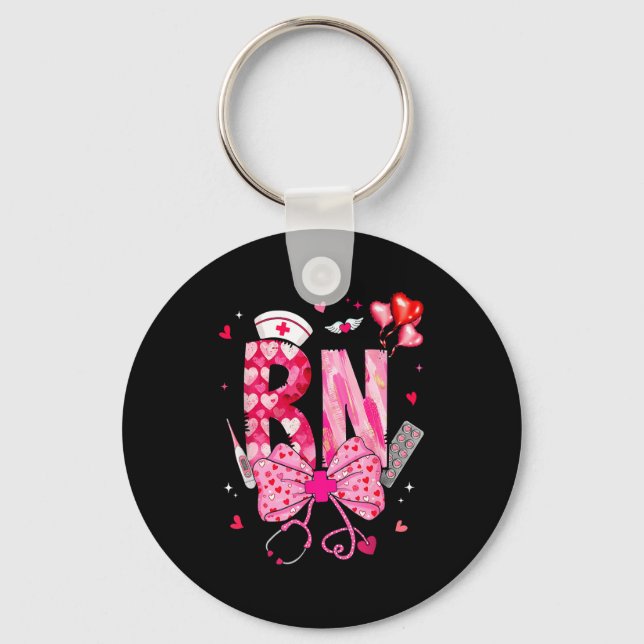 Rn Valentine Coquette Bow Stethoscope Nurse Girl W Key Ring (Front)
