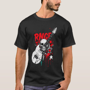 Rnge Electric Guitar Graffiti Skull Grunge T-Shirt