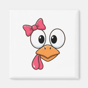 Rnyard Diva Chicken, Cute Cartoon Chicken Face Wit Magnet