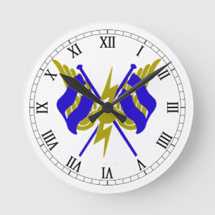 RO G and T Mixed Badges Round Clock