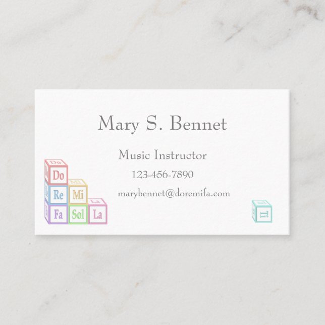 "Ro Re Mi" Musical Baby Blocks Teacher & Childcare Business Card (Front)