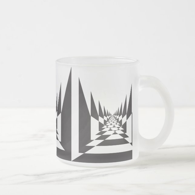 road abstract angular perspective frosted glass coffee mug (Right)