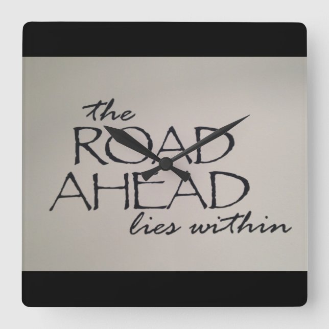 road ahead square wall clock (Front)