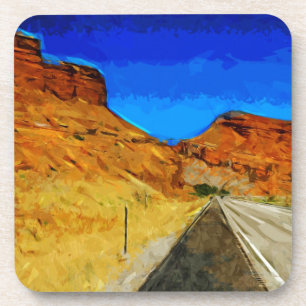 Road Along Side the Tetons Abstract Coaster