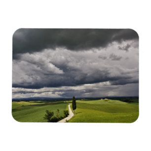 Road and storm clouds, rural Tuscany region, Magnet