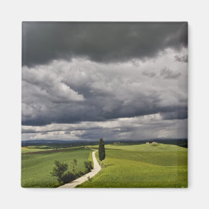 Road and storm clouds, rural Tuscany region, Magnet
