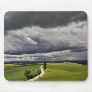Road and storm clouds, rural Tuscany region, Mouse Mat