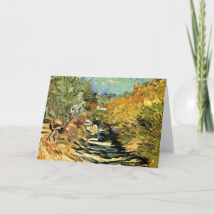 Road at St Remy with Figure by Vincent van Gogh Card